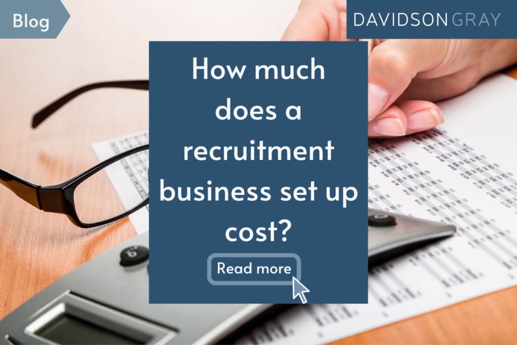 How much does it cost to set up a recruitment business? blog cover with glasses resting next to a calculator.